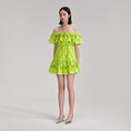 Green Lace Off Shoulder Mini Dress