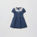 Lace Collar Denim Kids Mini Dress