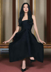 Black Taffeta Midi Dress