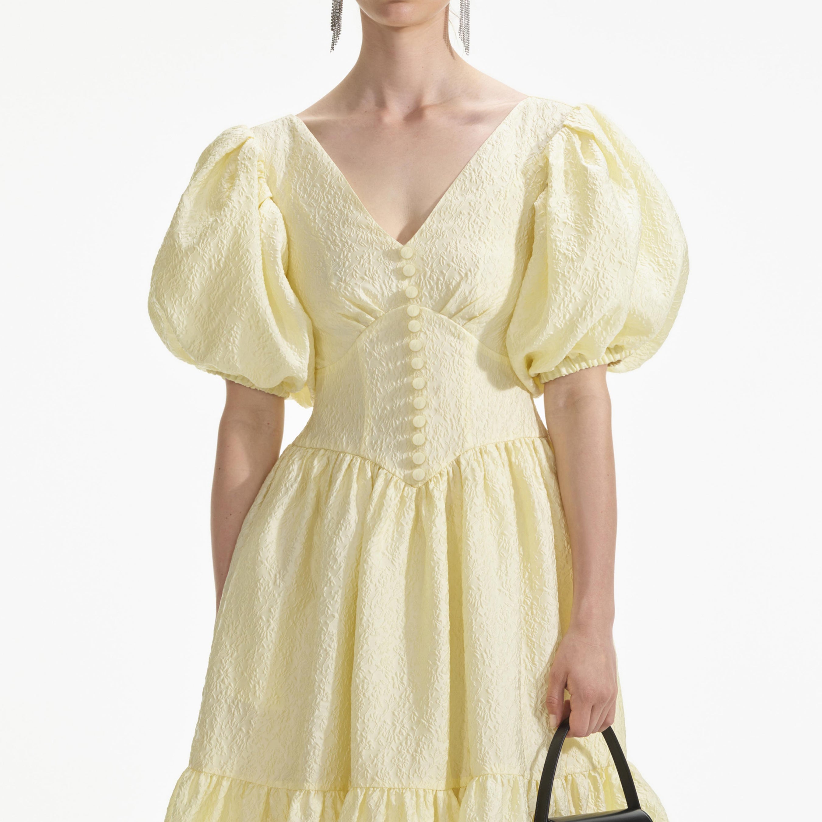 Yellow Jacquard Midi Dress