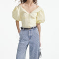 Yellow Jacquard Top