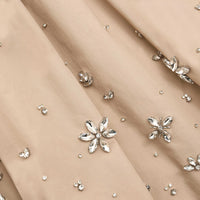 Beige Cotton Embellished Mini Skirt