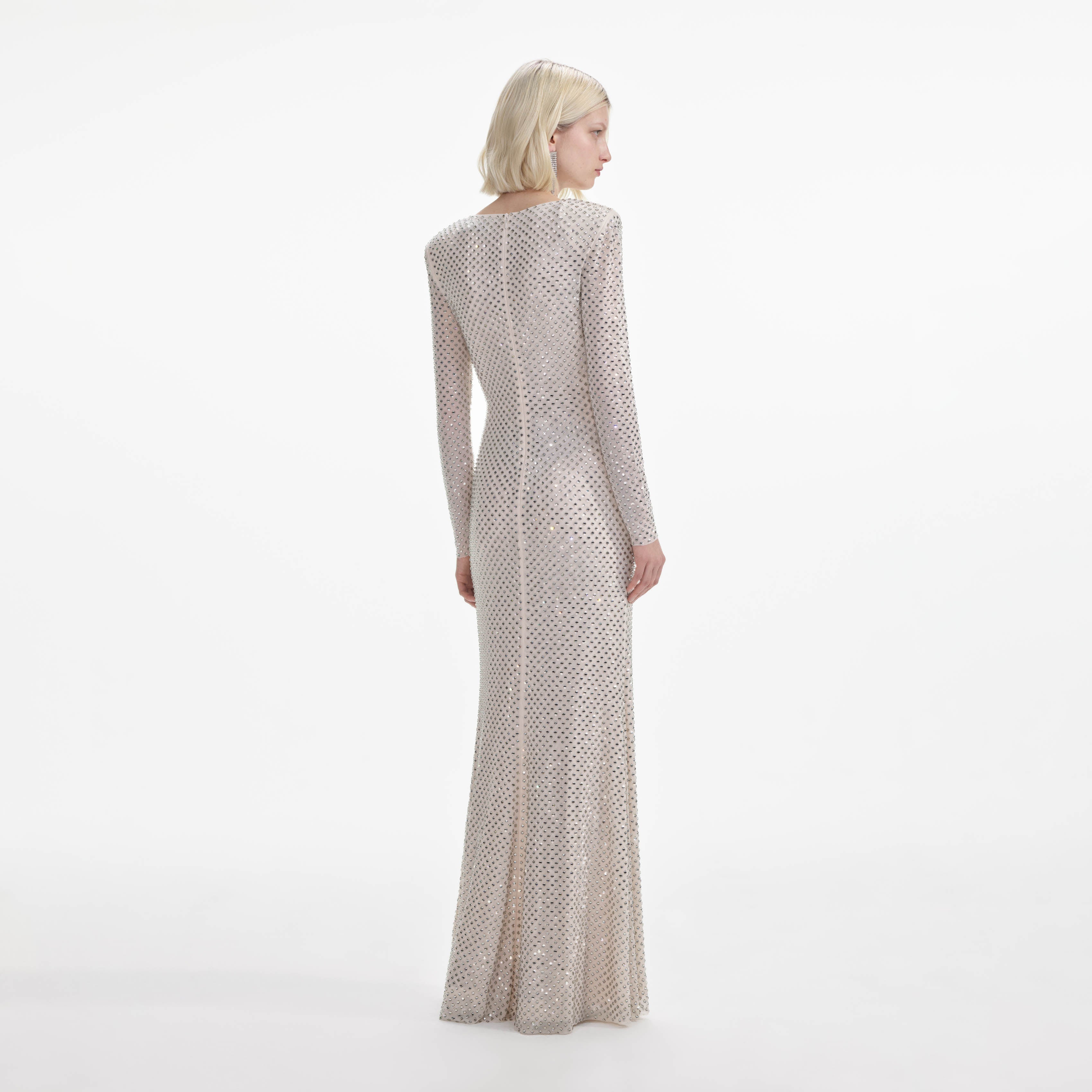 Self-Portrait Cream Floral Sequin Maxi Dress
