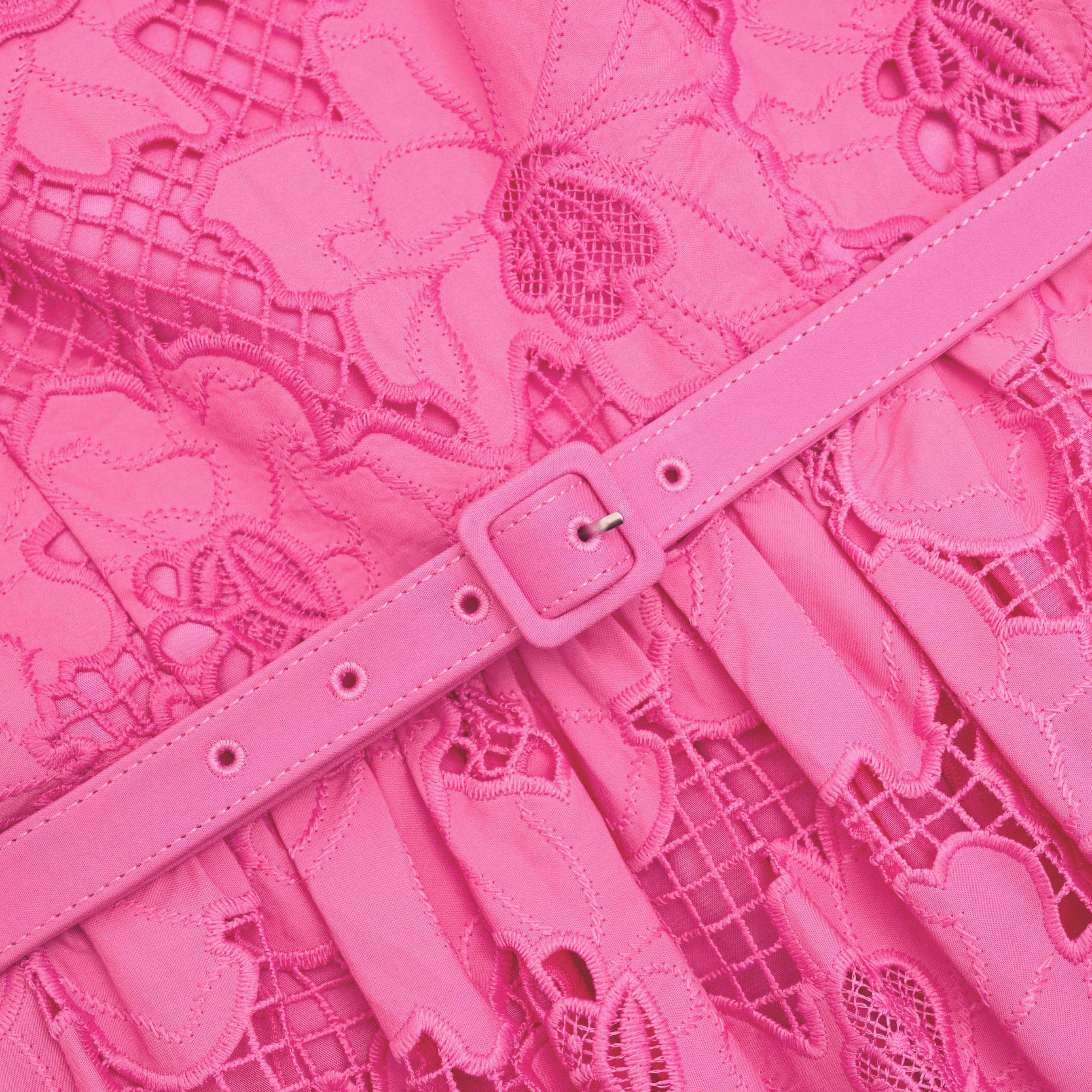 Pink Cotton Lace  Midi Dress