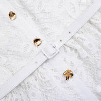 White Cotton Lace Button Midi Dress