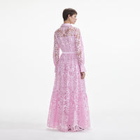 Pink Cotton Lace Maxi Dress