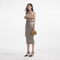 Beige Taffeta Bandeau Top