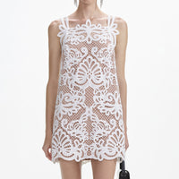 White Guipure Lace Mini Dress