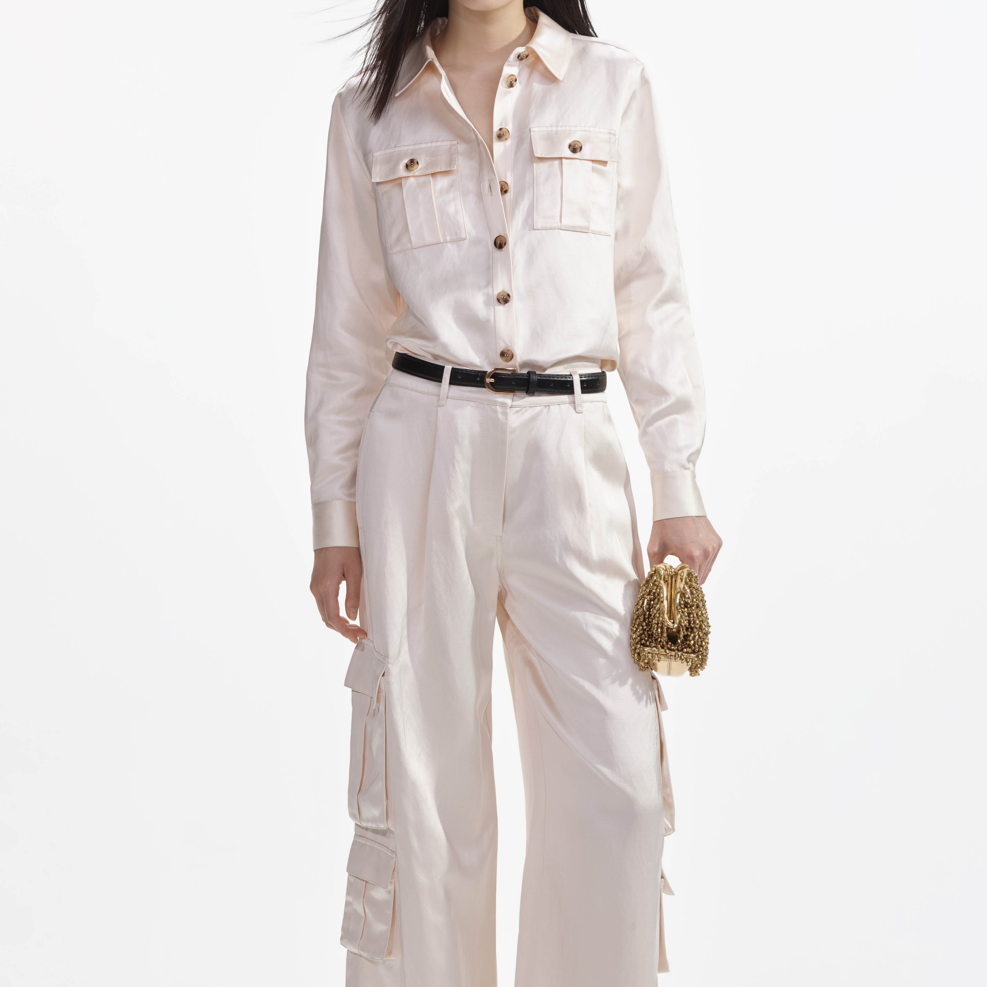 Cream Satin Shirt