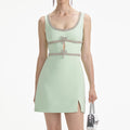 Mint Diamante Bow Trim Mini Dress