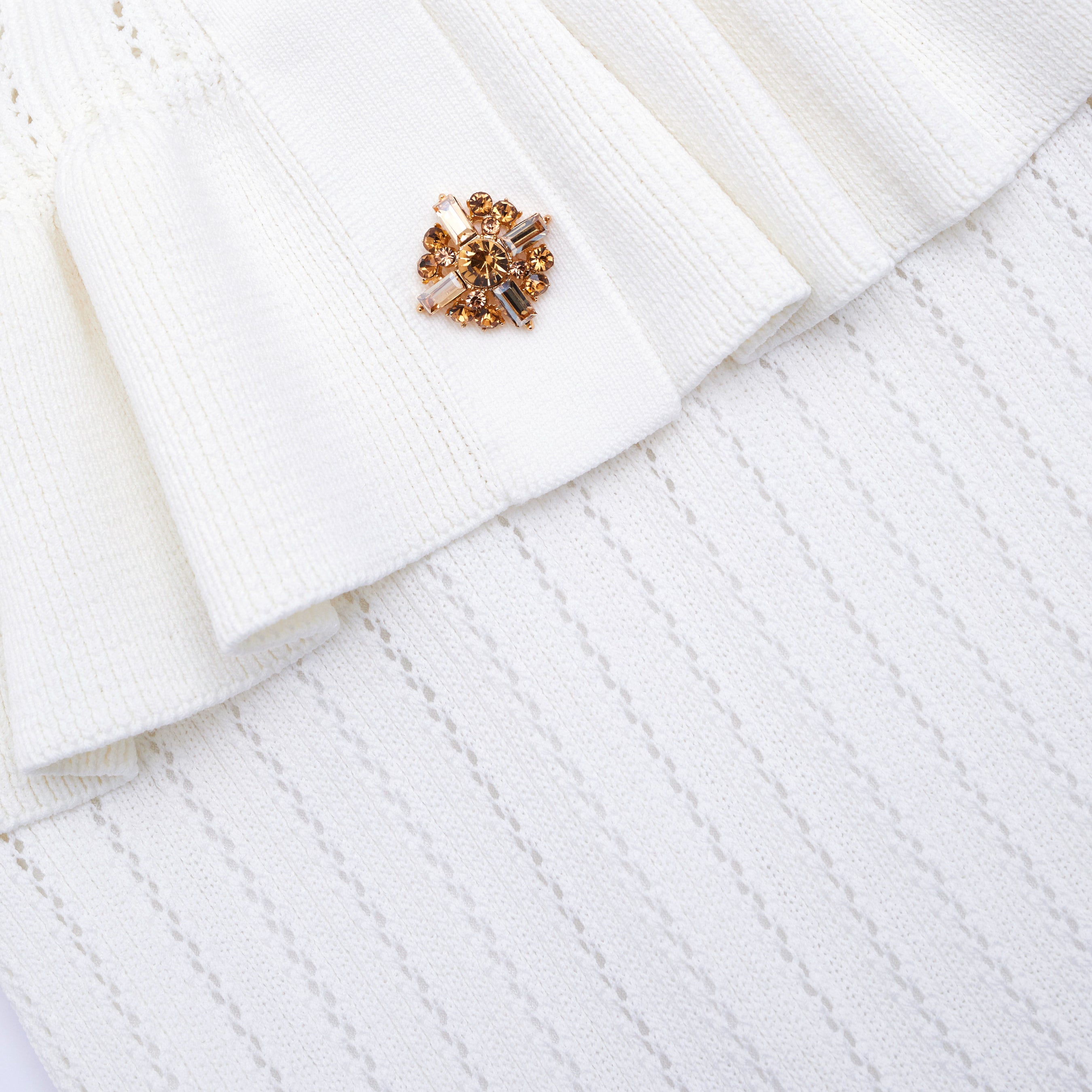 White Knit Peplum Midi Dress