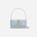 Blue Rhinestone Denim Shoulder Bag
