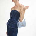 Blue Rhinestone Denim Shoulder Bag