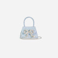 Blue Rhinestone Denim Micro Bow Bag