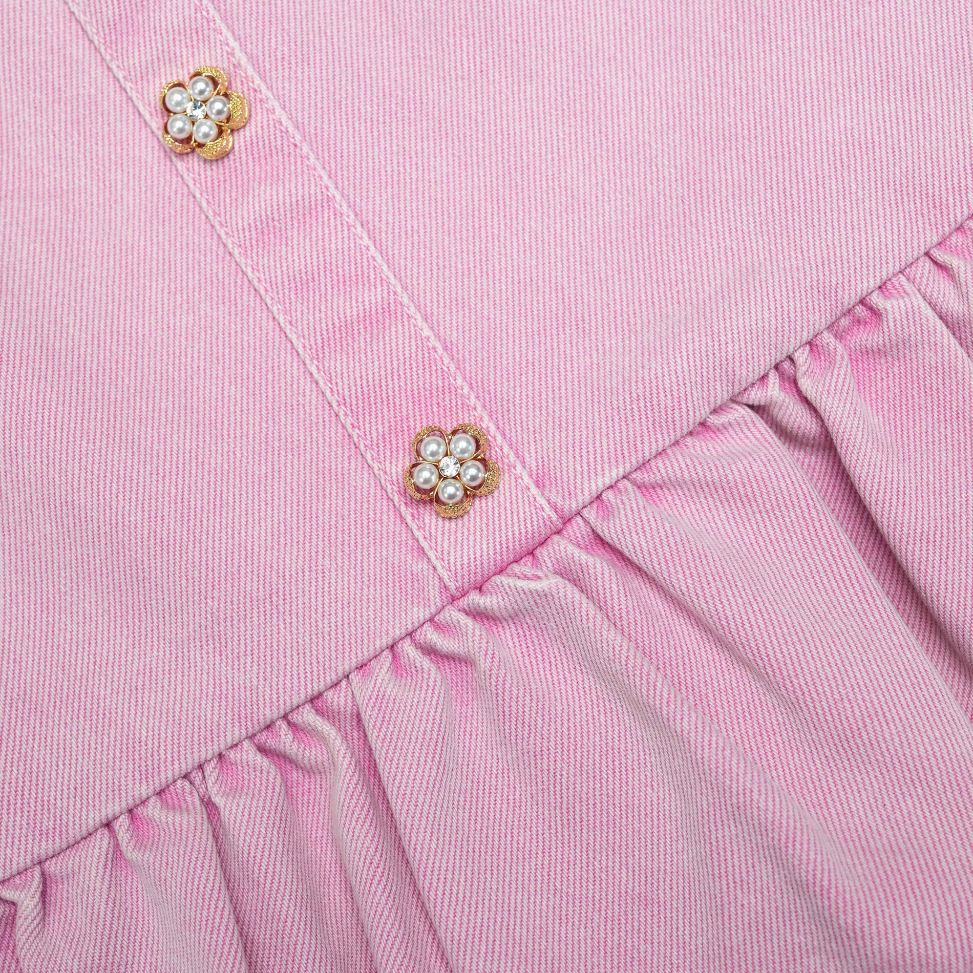 핑크 데님 미니 드레스