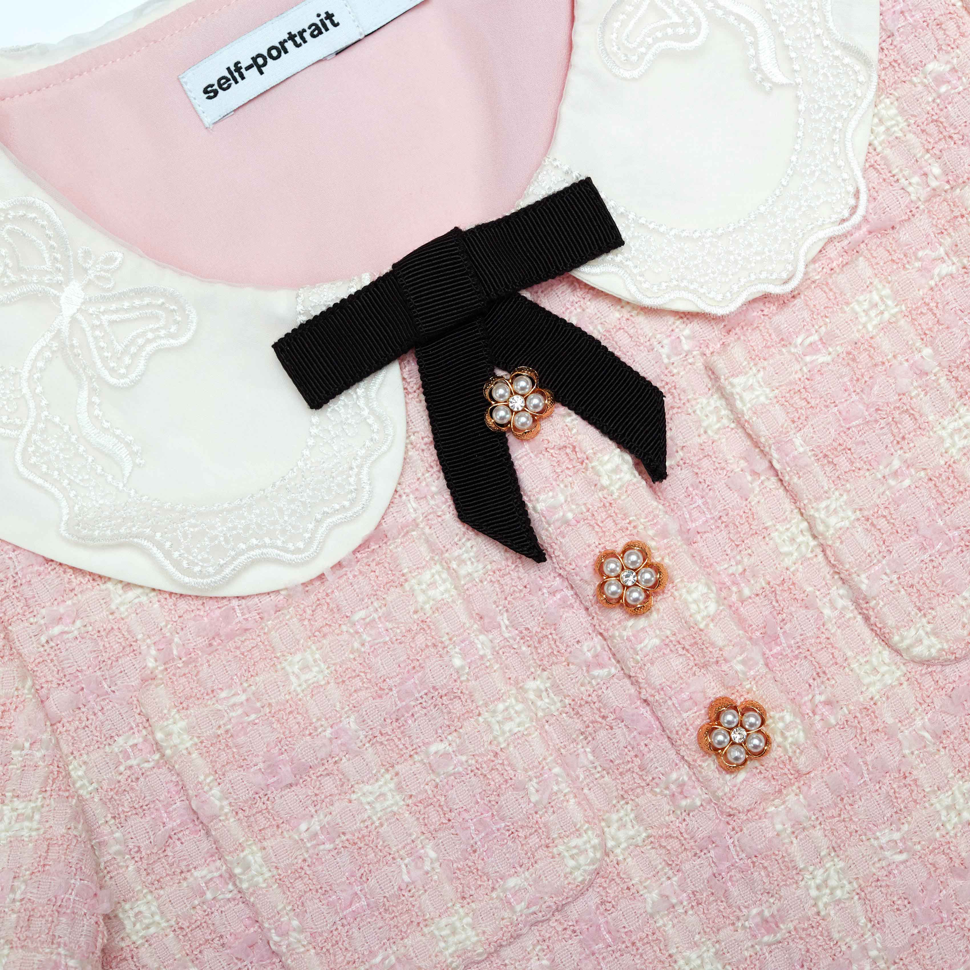 Pink Check Boucle Mini Dress – self-portrait