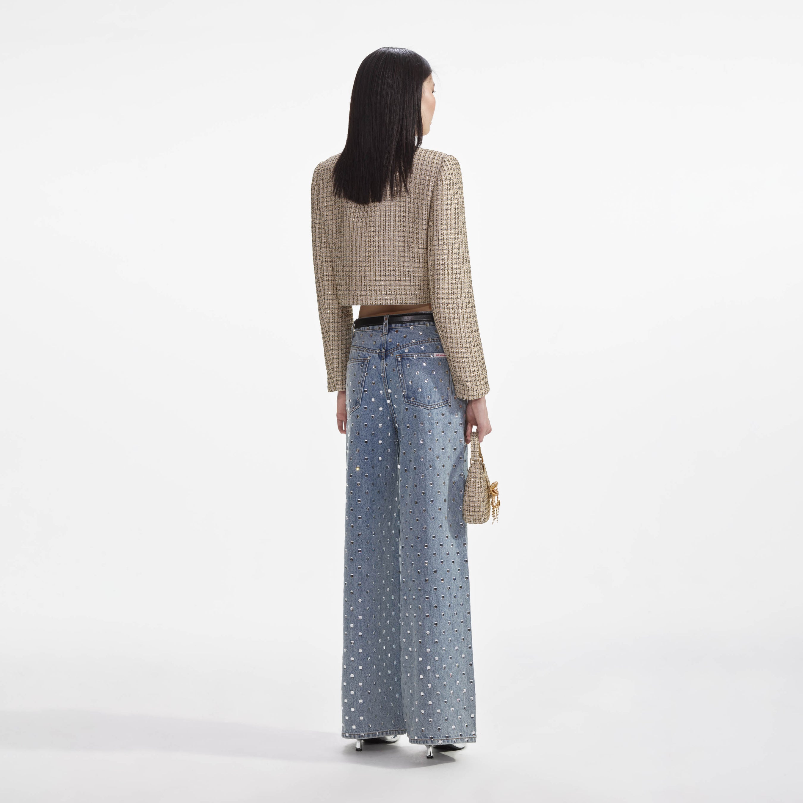 Gold Boucle Cropped Jacket – self-portrait