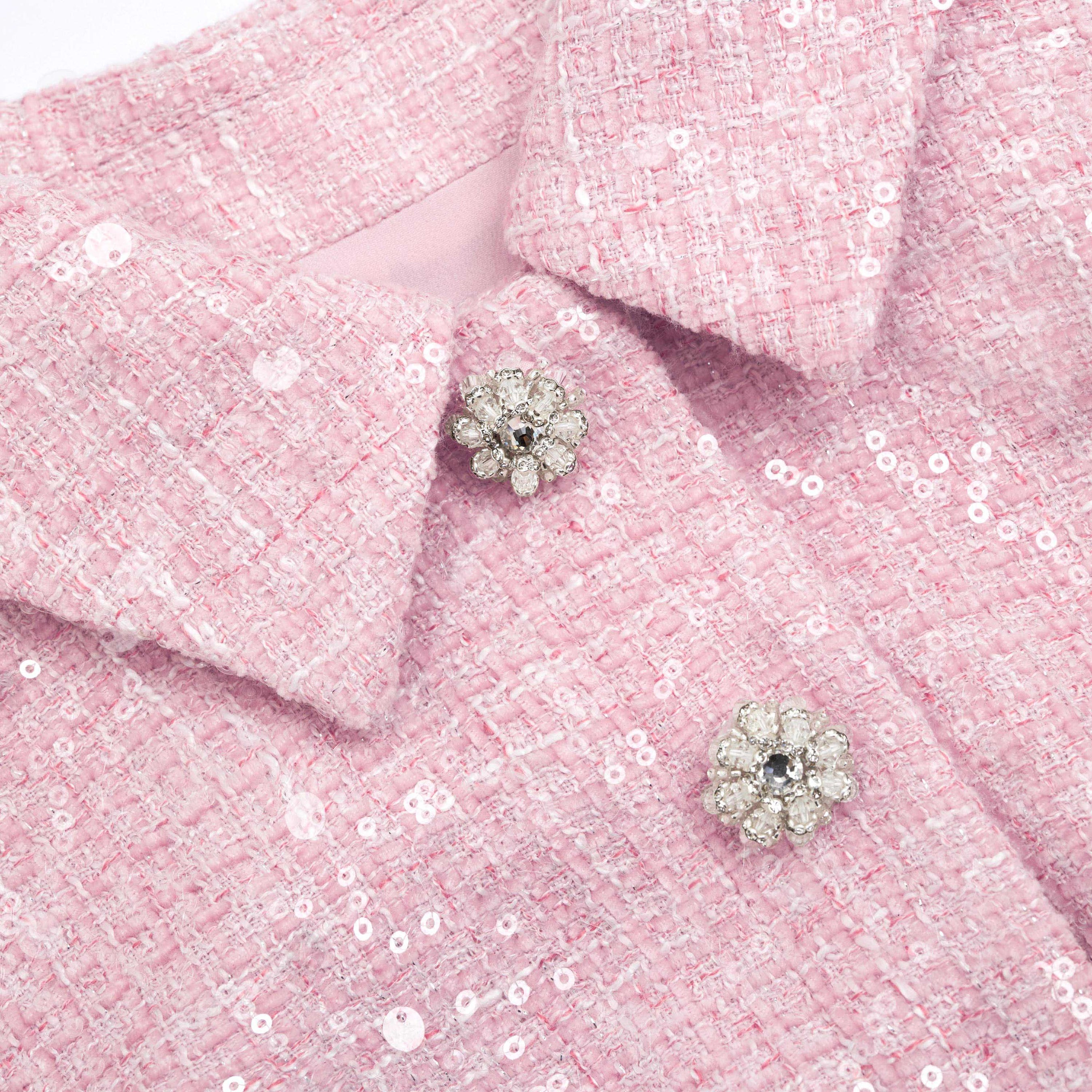 Pink Boucle Tailored Mini Dress