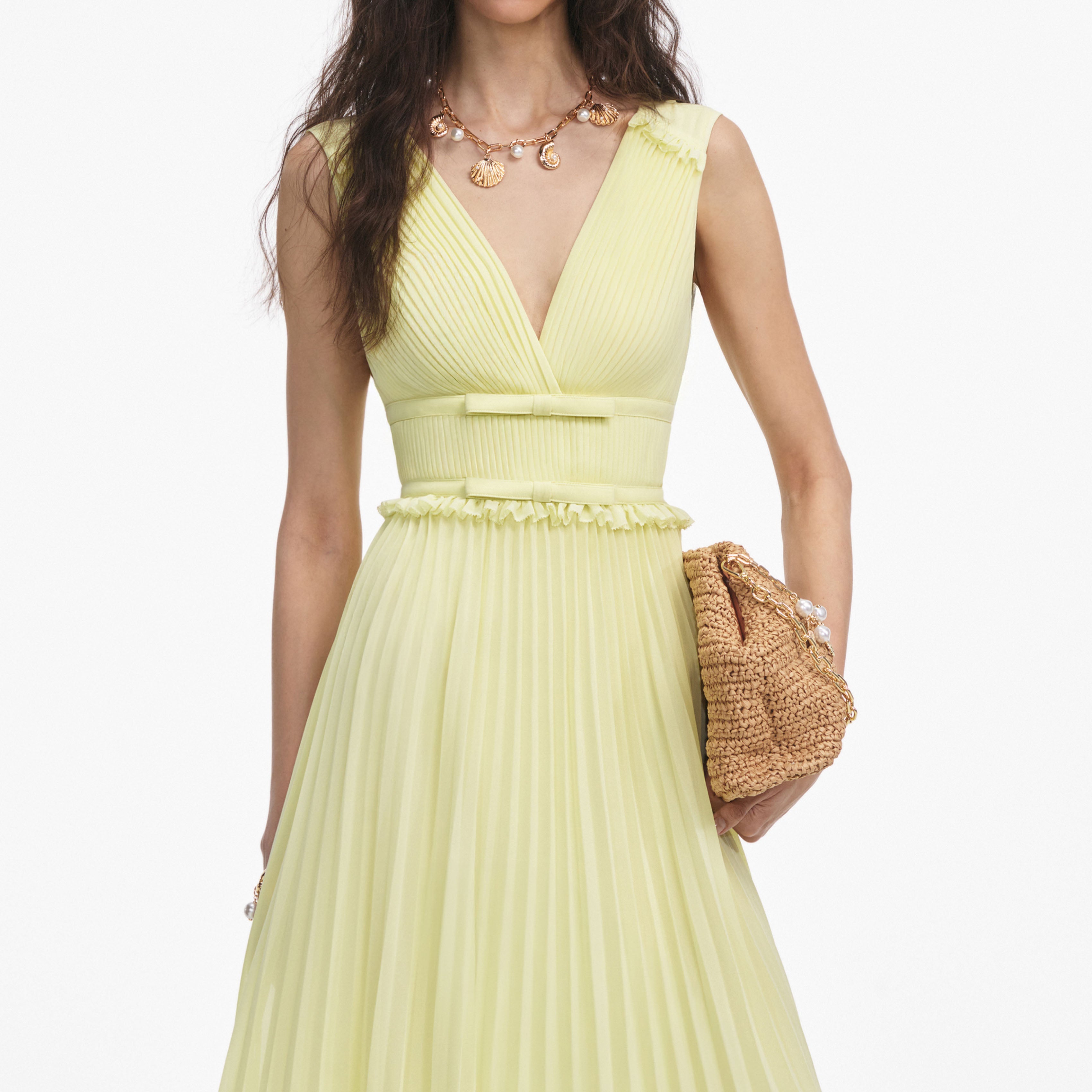 Yellow Chiffon Midi Dress selfportrait — free download