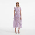 Lilac Lace Button Front Midi Dress