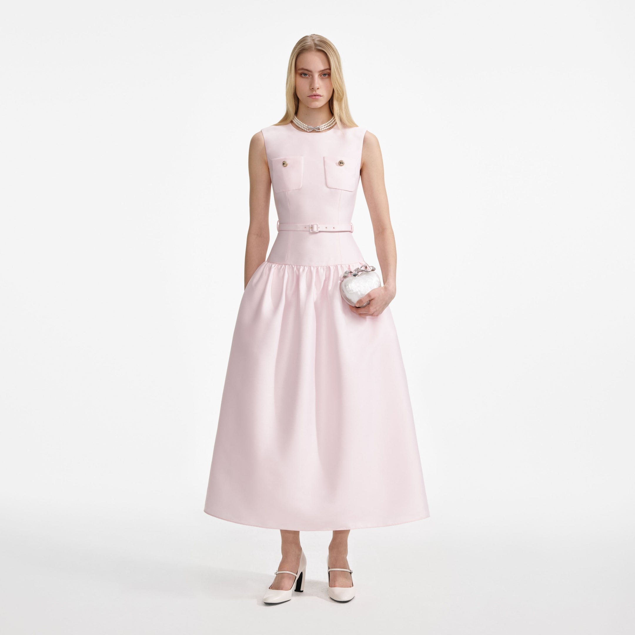 Self-Portrait Pink Flower Taffeta Dress