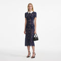 Navy Lace Contrast Collar Midi Dress