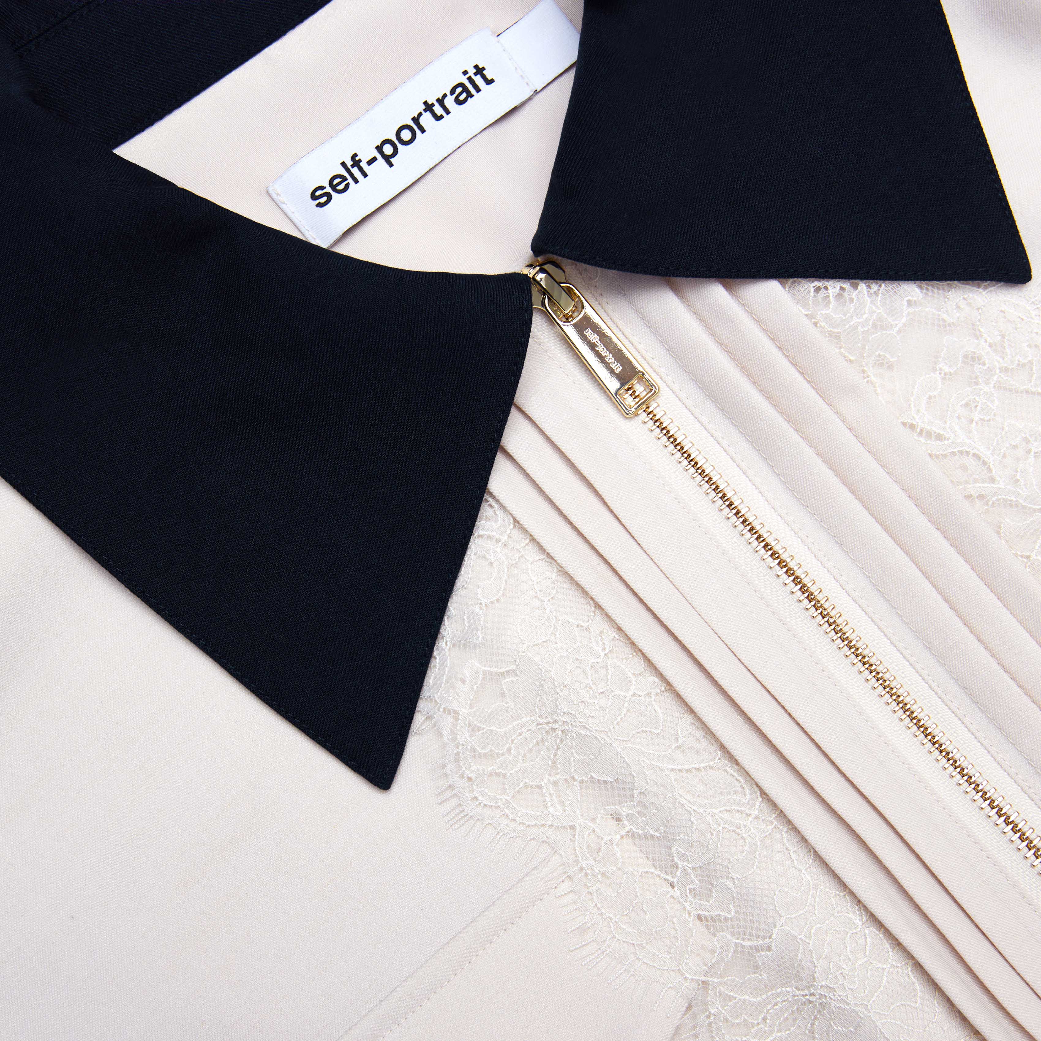 Cream Twill Contrast Collar Midi Dress