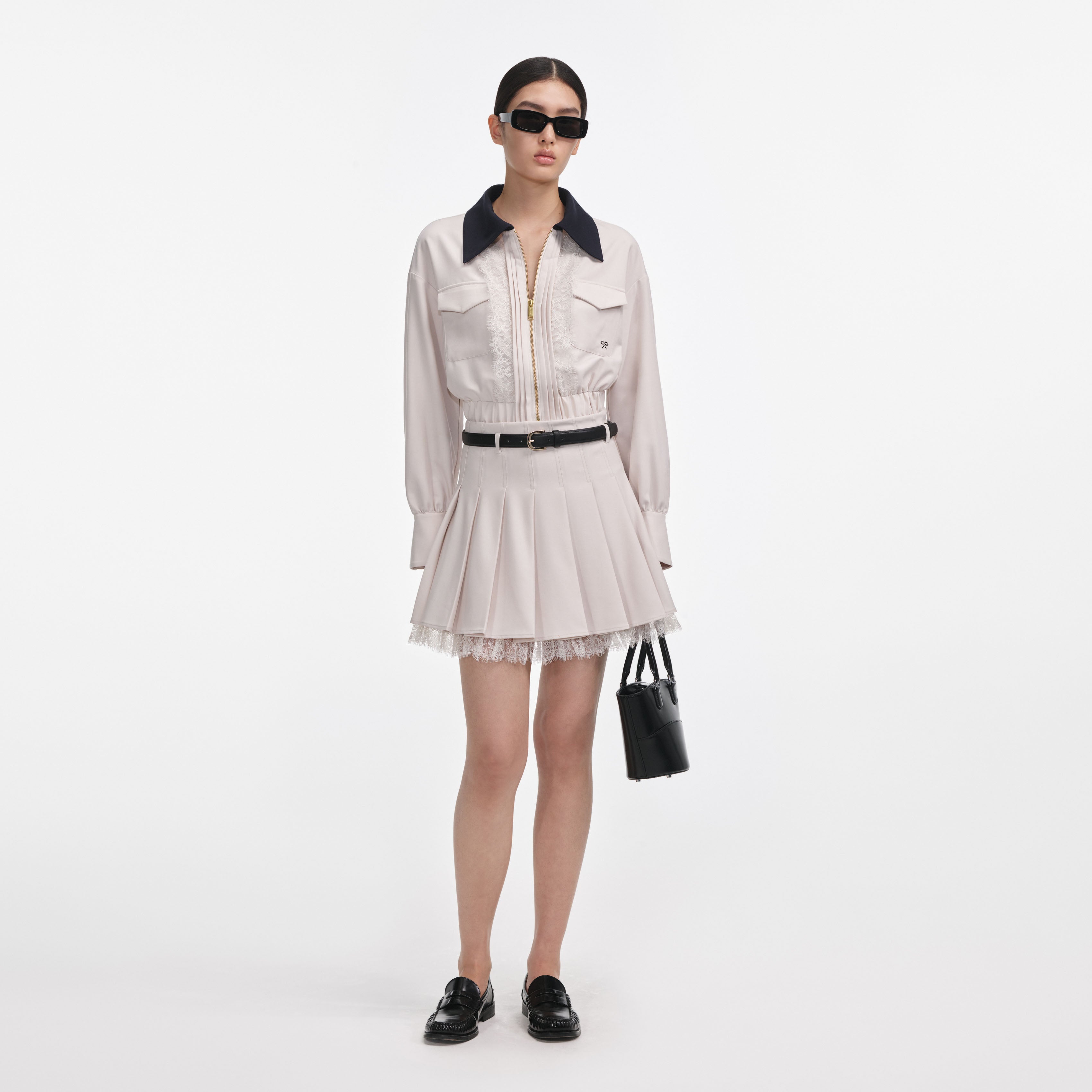 Cream Twill Contrast Collar Jacket