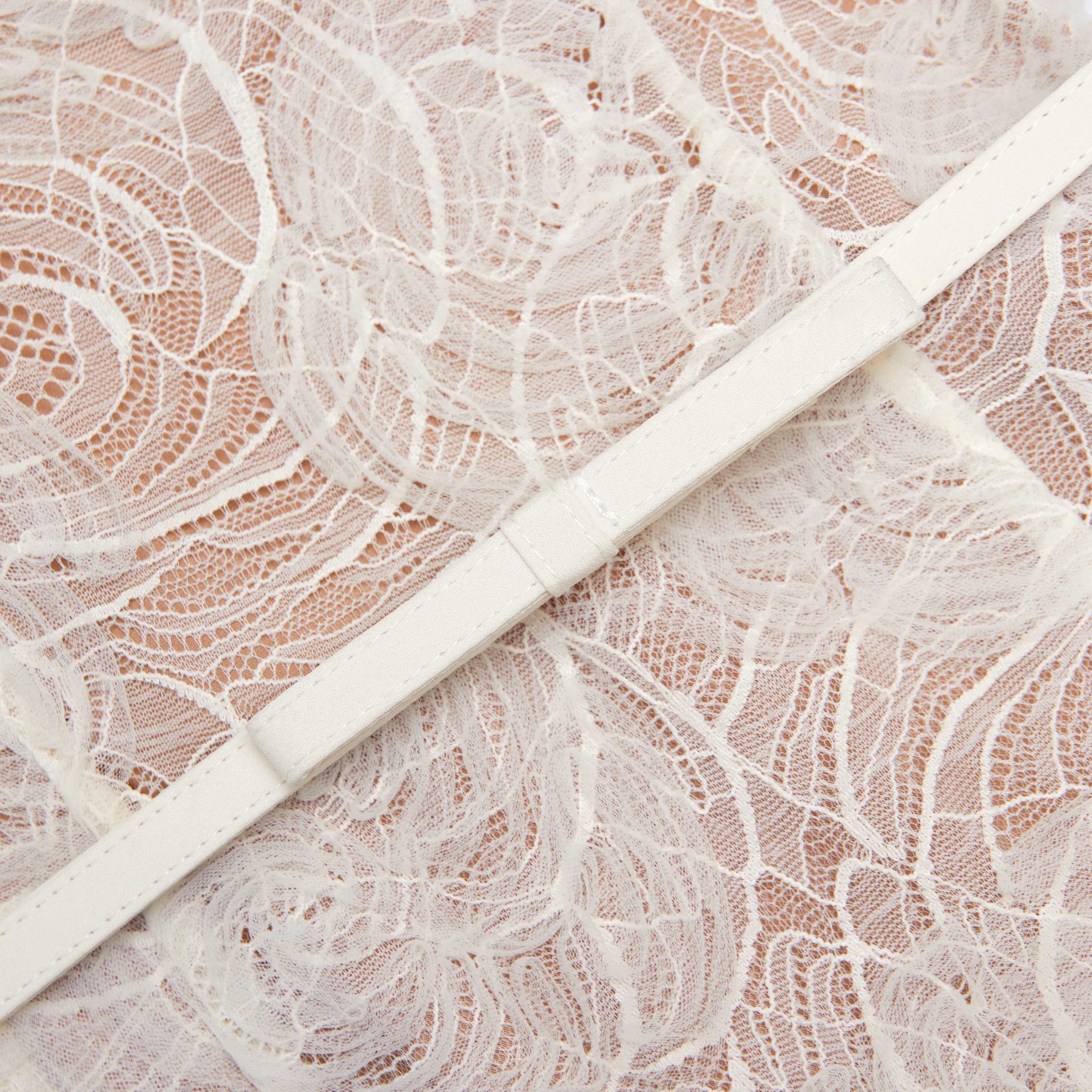 Cream Tulle Lace Midi Dress