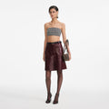 Burgundy Leather Mini Skirt