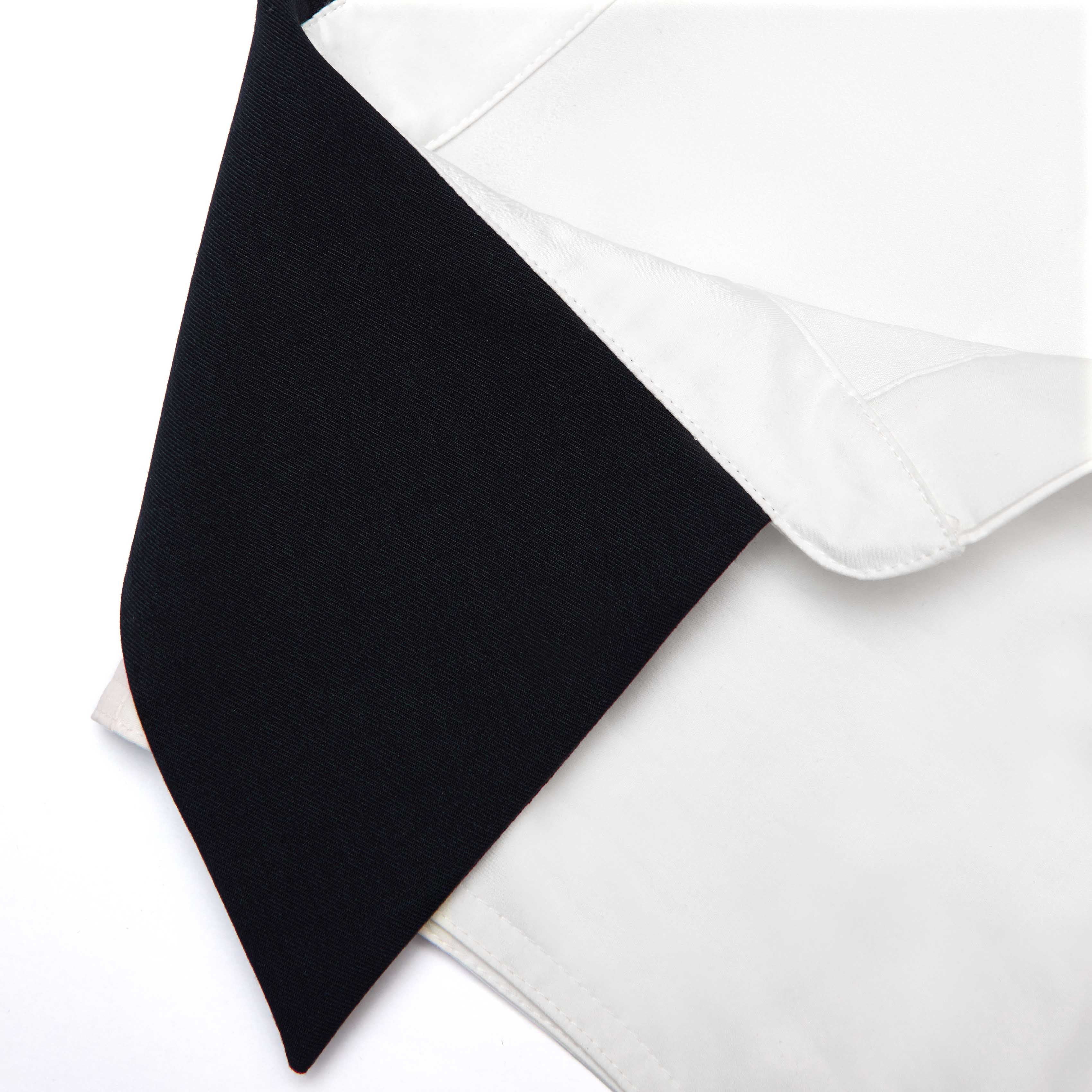 White Cotton Contrast Collar Mini Dress