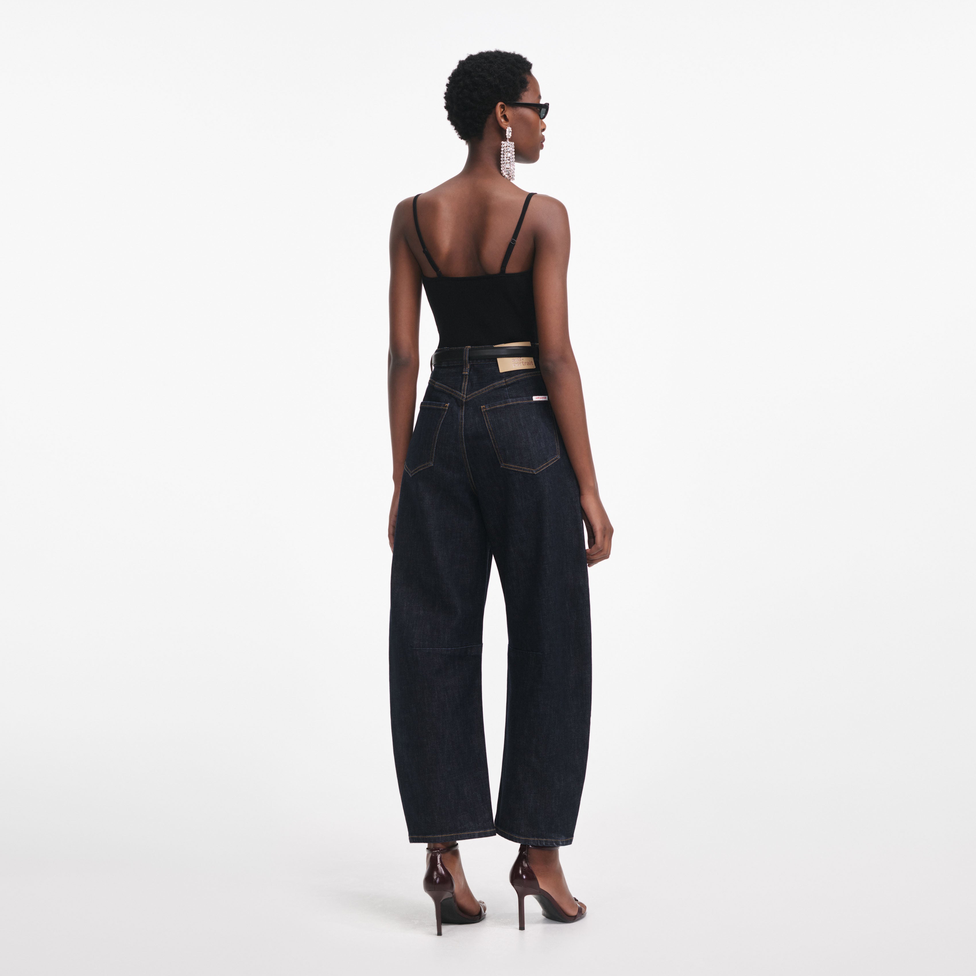 Black Lace Trim Rib Knit Top