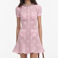 Pink Bow Crochet Crystal Trim Mini Dress