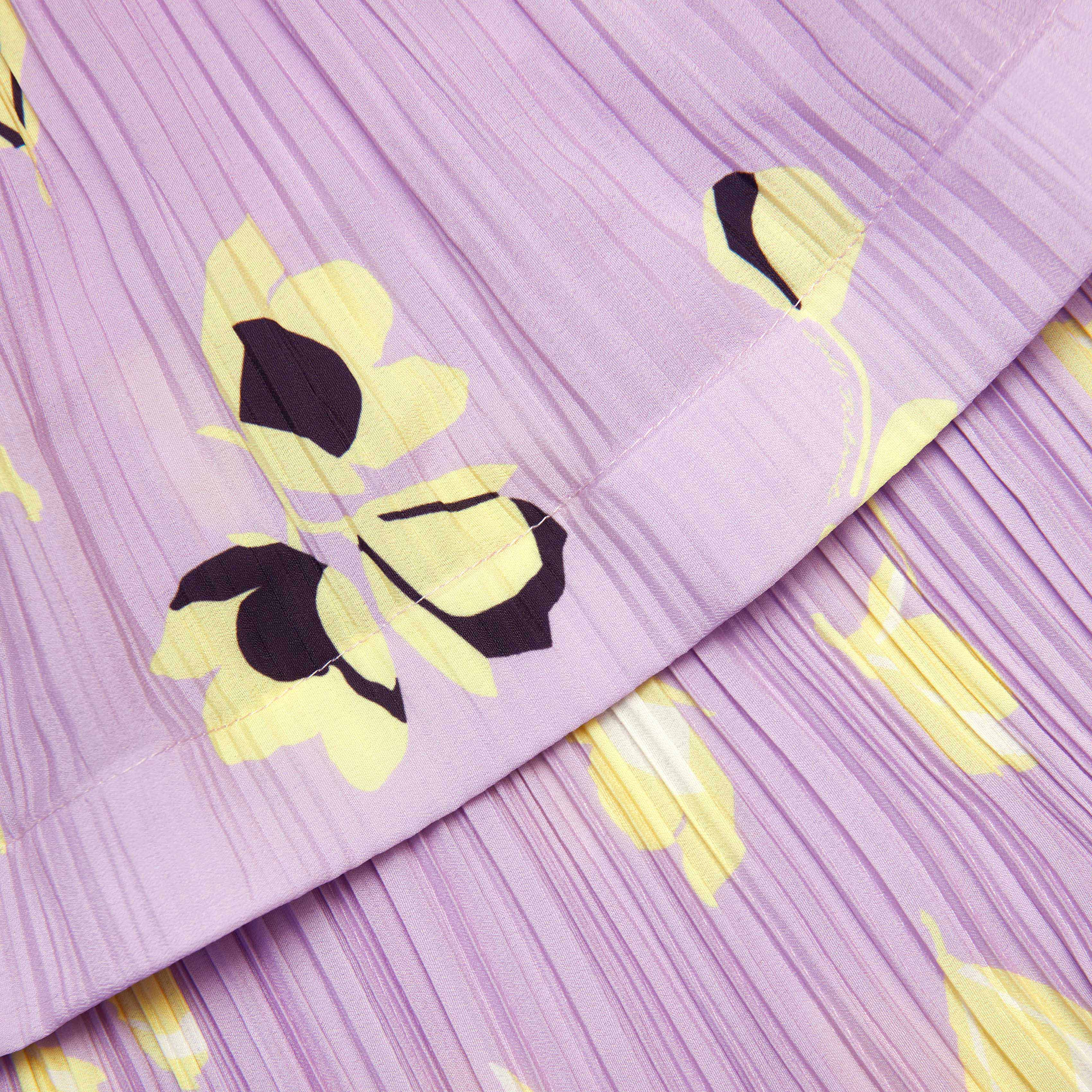 Lilac Floral Plisse Midi Dress