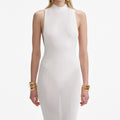 White Racer Back Viscose Knit Maxi Dress