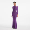Purple Cut Out Viscose Knit Maxi Dress