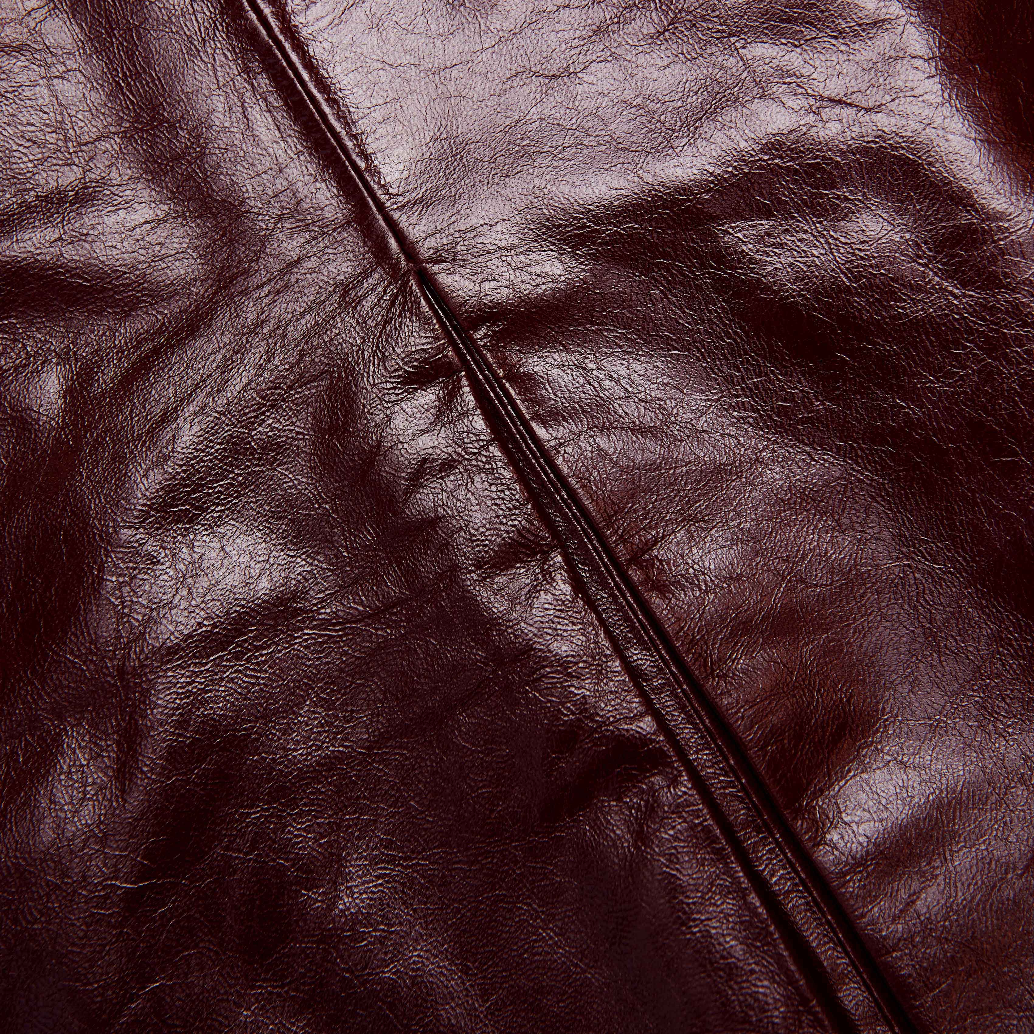 Burgundy Leather Mini Skirt