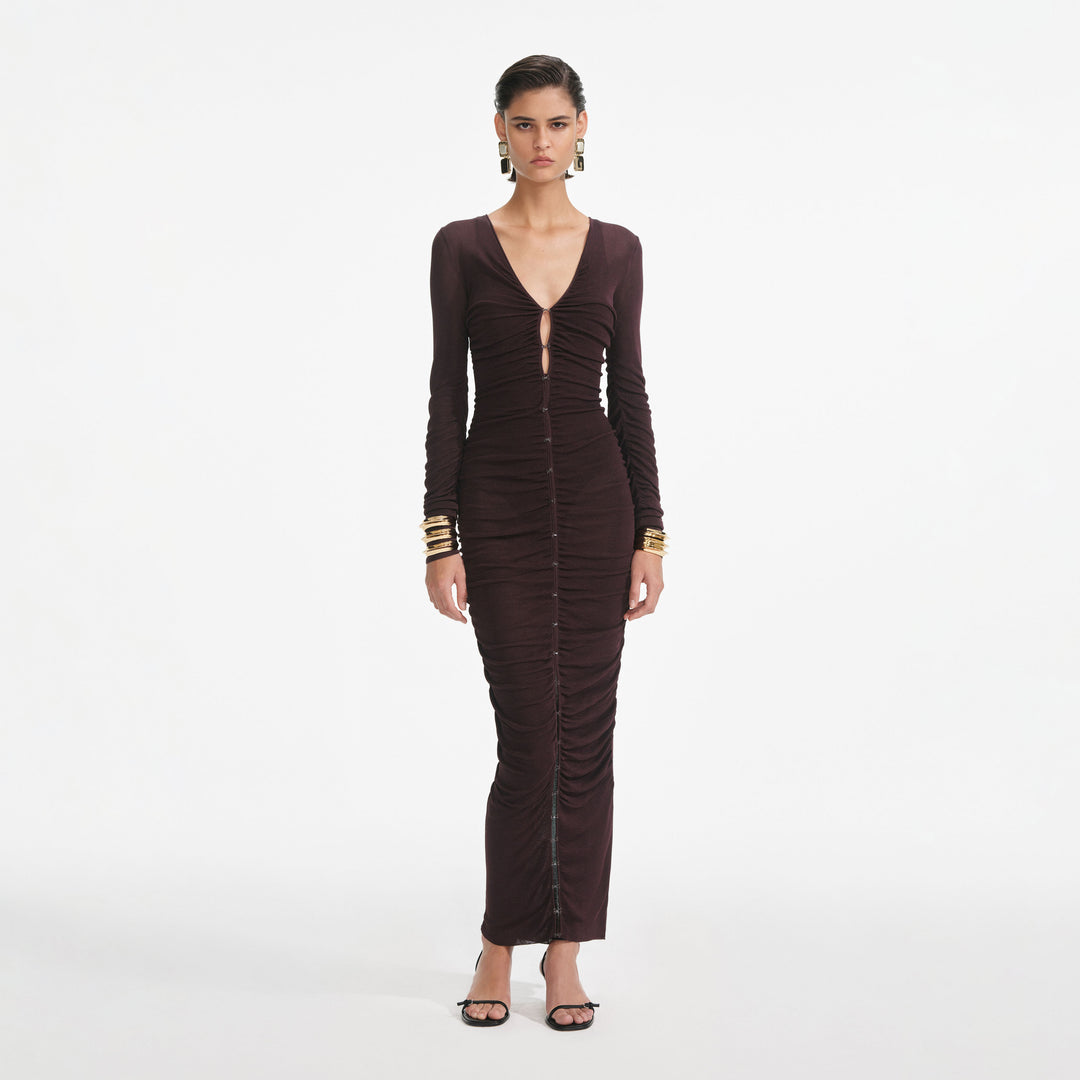 Eloise Ls Knit Dress Java Detail Lurex