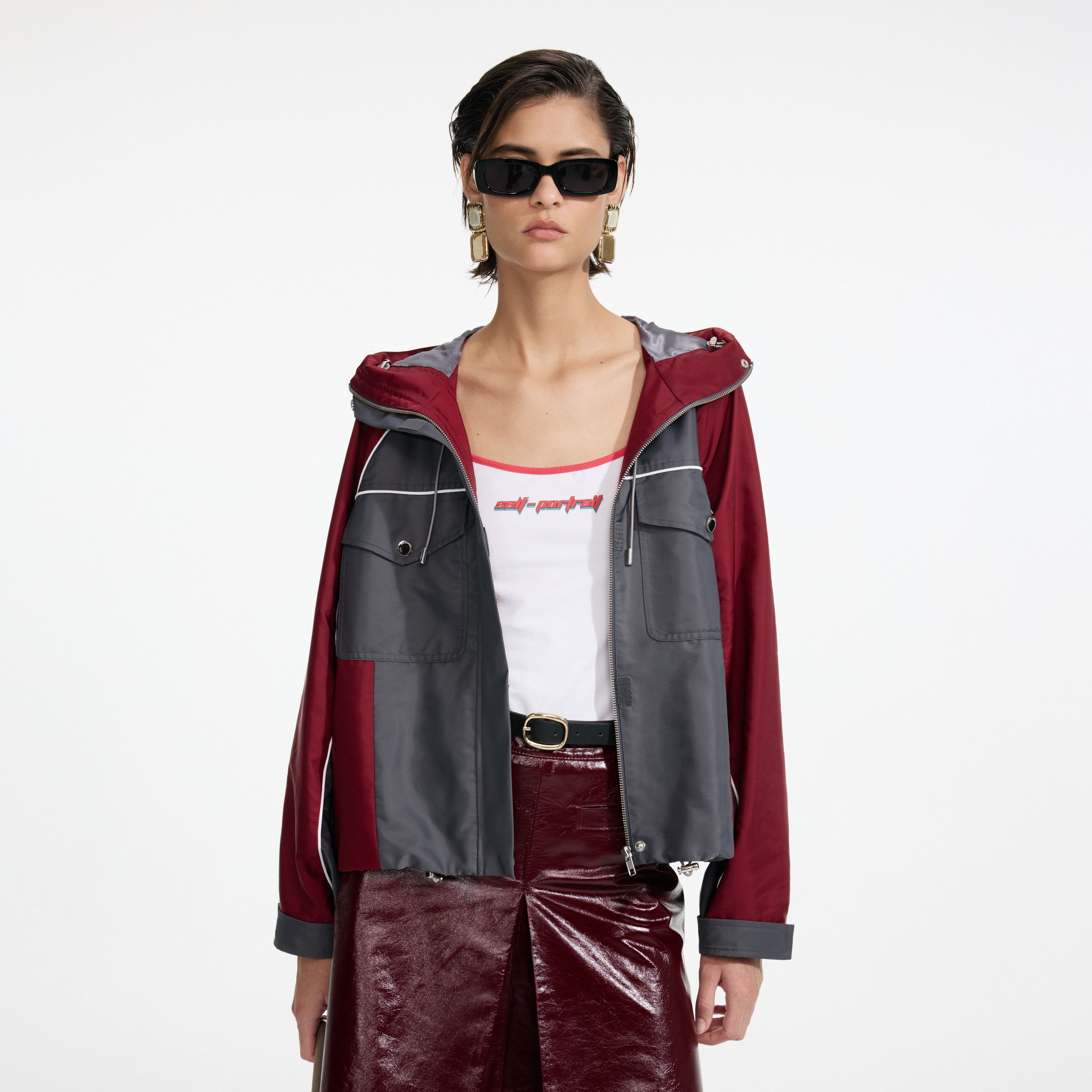 Dark Grey Nylon Windbreaker – self-portrait