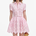 Pink Cotton Broderie Mini Dress