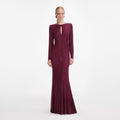 Burgundy Rhinestone Keyhole Maxi Dress