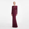 Burgundy Rhinestone Keyhole Maxi Dress