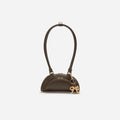 Brown Leather Mini Shoulder Bag With Charm