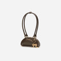 Brown Leather Mini Shoulder Bag With Charm