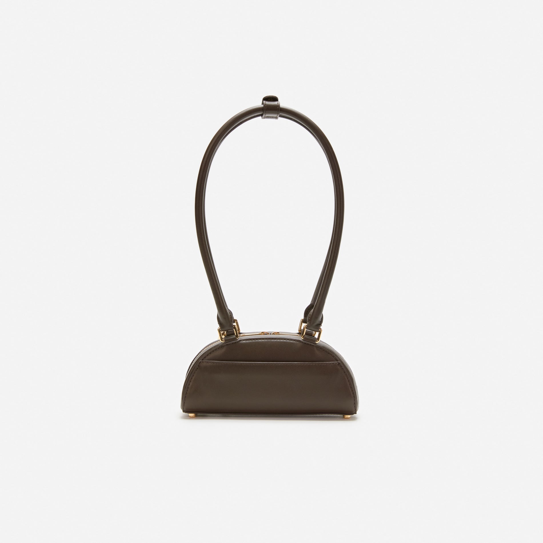 Brown Leather Mini Shoulder Bag With Charm
