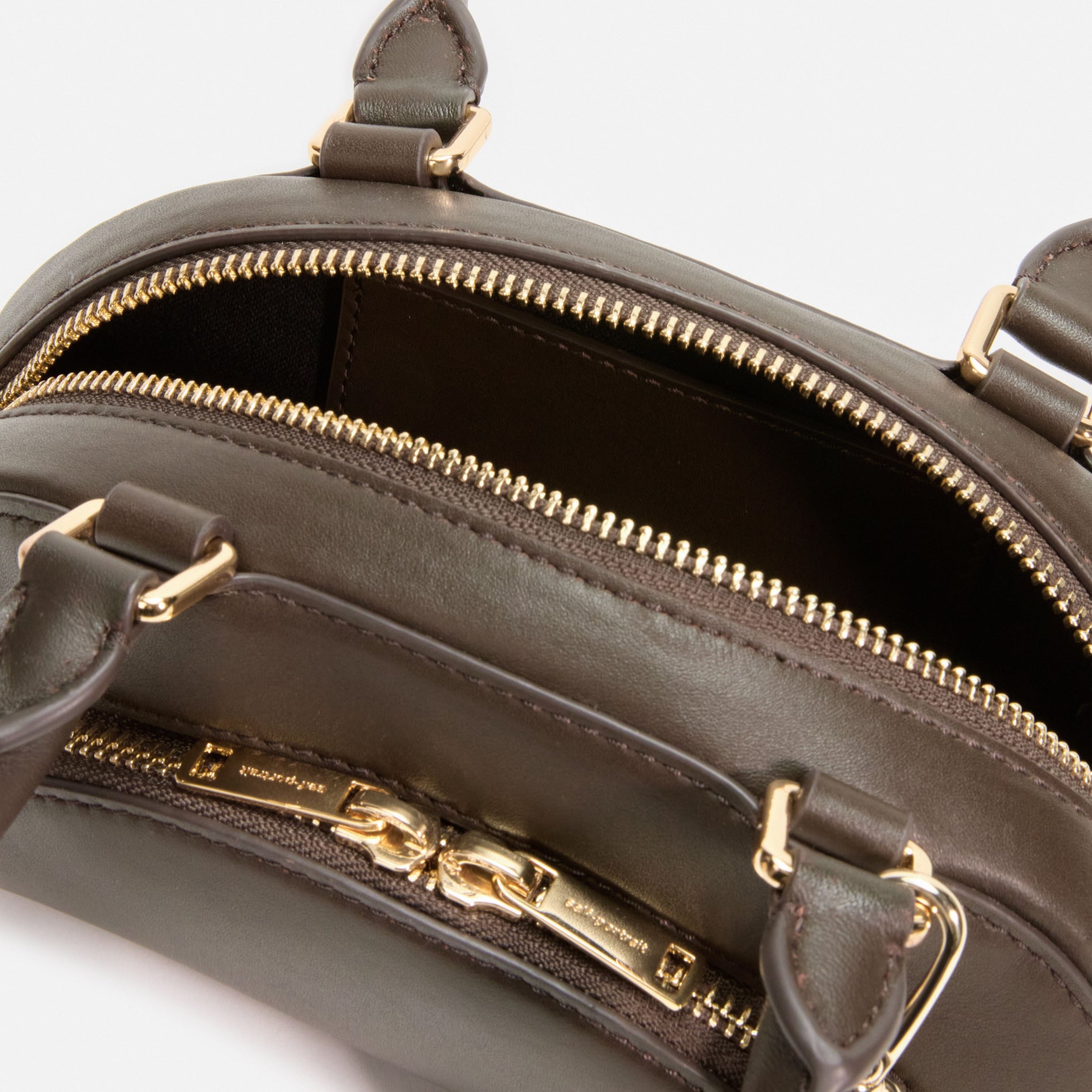 Brown Leather Mini Shoulder Bag With Charm