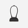 Black Leather Mini Shoulder Bag With Charm