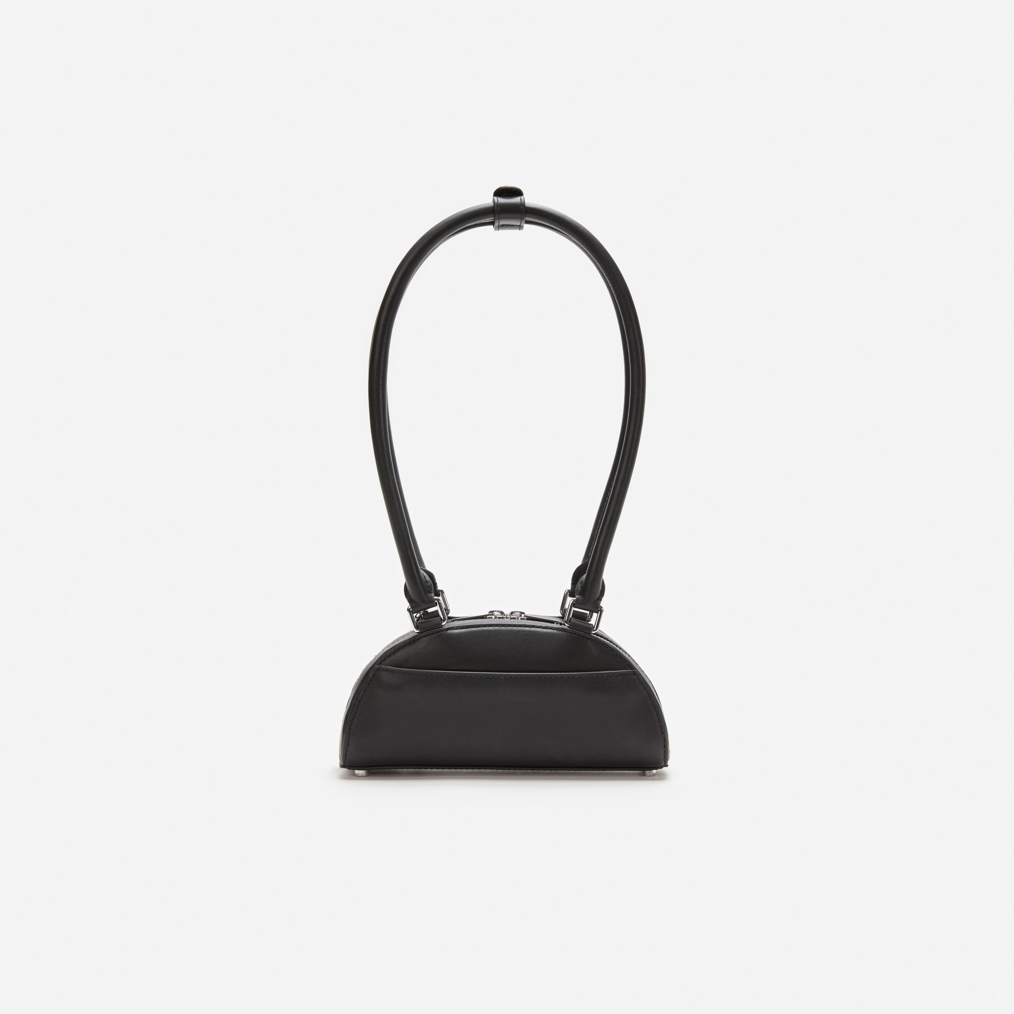 Black Leather Mini Shoulder Bag With Charm