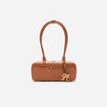 Tan Leather Shoulder Bag With Charm