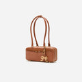 Tan Leather Shoulder Bag With Charm
